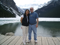 Standing in front of lake