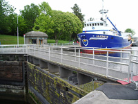 Boat heading for locks